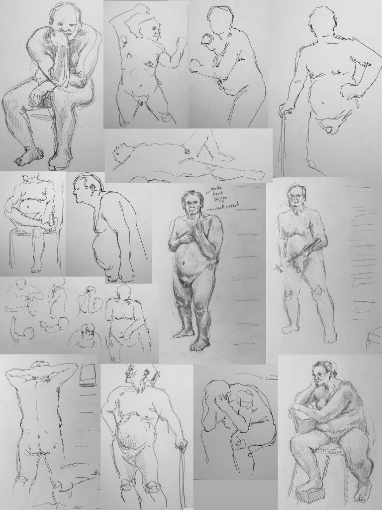 Excellent set of drawings from Leila at the UAL Life Drawing Society, capturing 20 of the poses from this session. Captured the short and long poses very well in the time available.